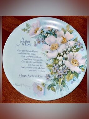 A Mother Is Love Decorative Mother's Day Plate with Floral Bouquet